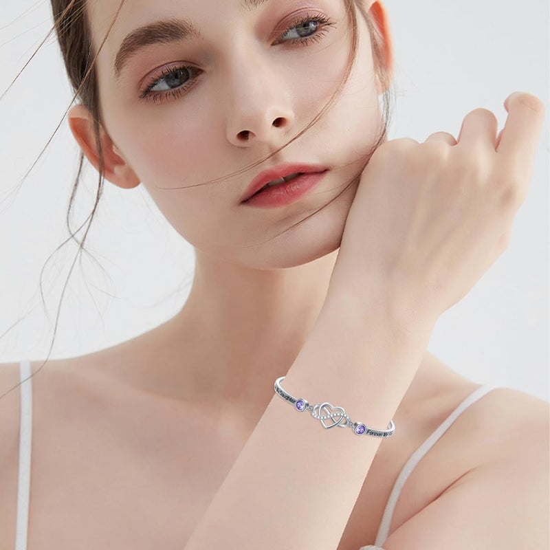 AOBOCO 925 Sterling Silver Adjustable Infinity Heart Bangle Bracelet for Sister Best Friend Daughter Mom Grandma Granddaughter Daughter in Law Godmother Goddaughter Stepmom Stepdaughter - Image 5